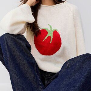 Things Between Ripe Tomato Rolled Trim Sweater